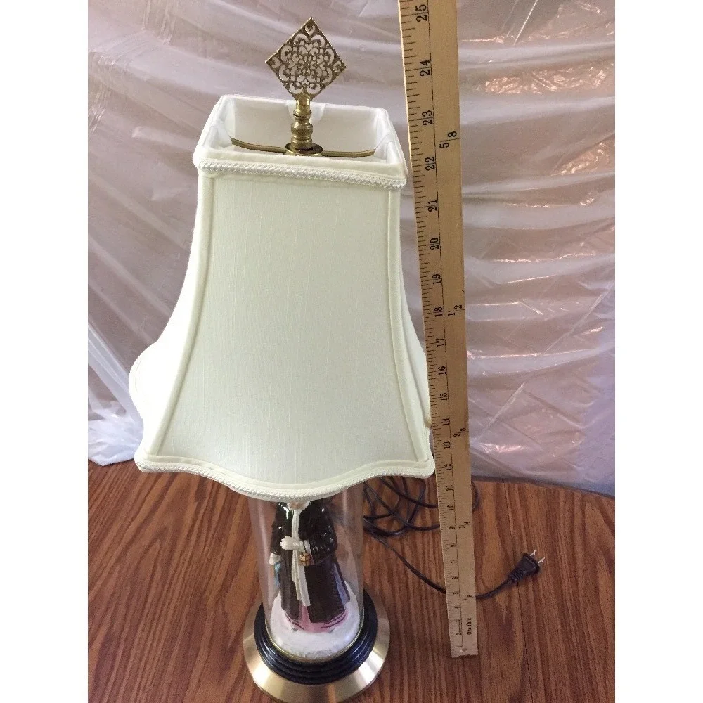 Vintage 70s Porcelain Figural Asian Woman Table Lamp Clear Plastic‎ Sleeve 25